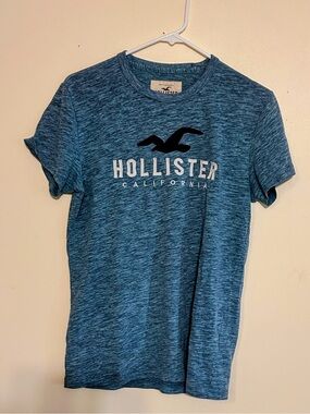 Hollister Teal Heather Logo Tee Size Small